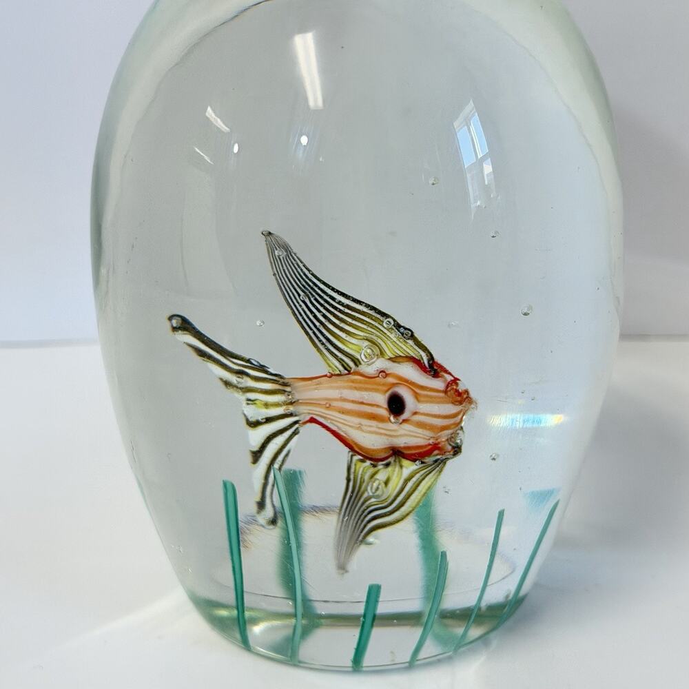 MURANO Art Glass Domed Egg Shaped Fish Aquarium Sculpture Tropical - Picture 4 of 7